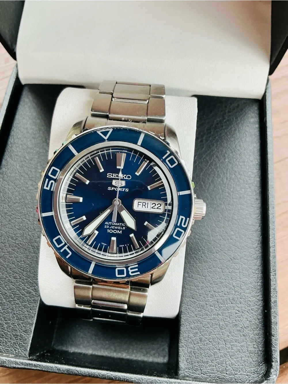 Seiko 5 Sports Men's Blue Stainless Steel Automatic Watch🔥🔥
